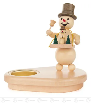 Produktbild von Teelichthalter Schneemann mit Bauchladen BxHxT = 13x13,5x9cm NEU