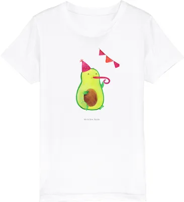 Produktbild von Mr. & Mrs. Panda Kleinkinder T-Shirt Avocado Party Zeit 7-8 Jahre (122/128) - Weiß - Geschenk, Kindershirt, Schulabschluss, Jungen, Geburtstag, Genießen, Teenager