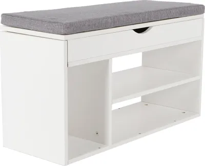 Produktbild von Schuhe Bank Organizer Schuhe Storage Rack Schrank mit Kissen für Eingang Flur weiß
