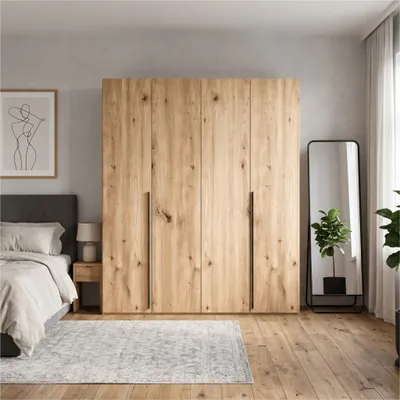 Produktbild von Kleiderschrank 200 cm - Artisan Eiche - Falttüren Schrank - WingLine - BARI - Garderobe Multifunktionsschrank