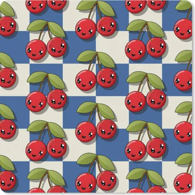 Produktbild von MuchoWow® Mauspad Mousepad Mädchen - Kirsche - Essen - Muster - Mädchen - Kinder - Mädchen 20x20 cm - Mousepads - Maus Mat - Pad - Mausunterlage - Desk Mat - Bureauartikeln