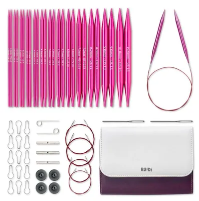 Productafbeelding van Set verwisselbare breinaalden voor ronderekeningen, 13 paar, aluminium, 3,0-10 mm, met etui en accessoires