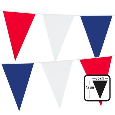 Produktbild von Wimpelkette PE 45x30cm L: 10m | Blau/Weiß/Rot