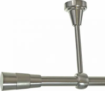 Produktbild von Gardinenstange Set Edelstahl Look Metall Ø 16mm zur Deckenträger 1-lauf Zylinder, Länge wählbar  H14 E11