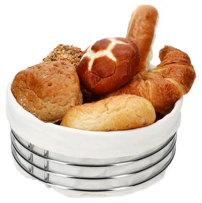 Produktbild von LifeStyle Brotkorb Ø23,5cm rund Metall Körbchen Stoff Beige Brötchen Frühstück