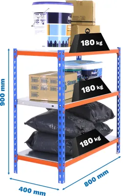 Produktbild von Metallregal SIMONCLICK MINI 3/400 900 BLAU/LARANJA/GALVA