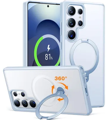 Immagine prodotto di TORRAS Ostand Q3 Spin Case per Samsung Galaxy S25 Ultra - TOP Protezione Militare con Anello Magnetico Rotante a 360°, Retro Matt Traslucido, Blu