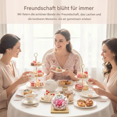 Produktbild von Weihnachtsgeschenke für Frauen, Ewige Rose im Glas mit 18 Duftkerzen - Konservierte Blumen Infinity Rose, Weihnachten Valentinstag Muttertag