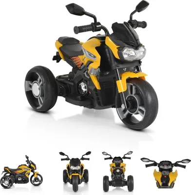 Produktbild von Moni Kinder Elektromotorrad Colombo Scheinwerfer, zwei Motoren, MP3, bis 7 km/h gelb