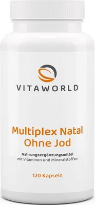 Produktbild von Vitaworld Multiplex Natal ohne Jod | 120 Kapseln | speziell für Schwangere | 18 Vitalstoffe | ohne Vitamin K | vegan