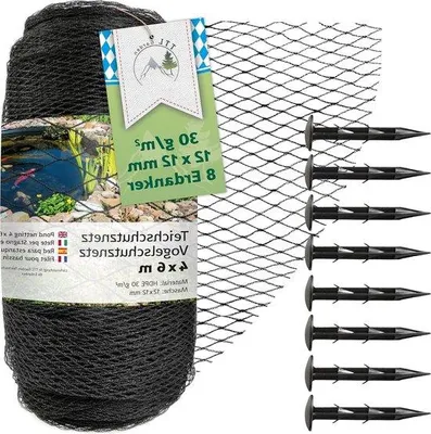 Produktbild von Famanu Schutznetz 4 x 6 m schwarz 30 g/m² - Fadengewebe aus HDPE mit Erdankern