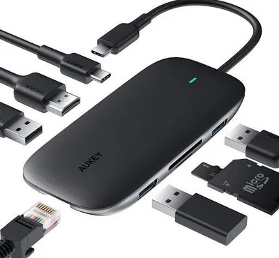 Produktbild von AUKEY CB-C71 Schnittstellen-Hub 5000 Mbit/s Schwarz