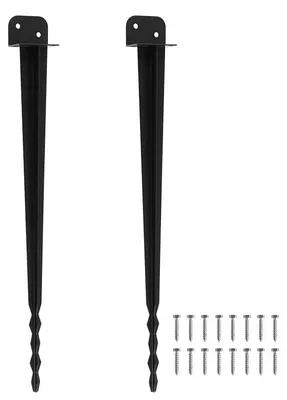 Productafbeelding van Eikuavons 2x L-vormige paalhouders, 700 mm, om in de grond te plaatsen, met een vorkbreedte van 60 mm, zwarte metalen inlaadhuls, stevige paalanker voor houten palen, tuinhekken, pergola's, tuinhuizen en houten schuurtjes