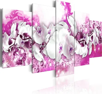 Produktbild von Leinwandbilder 200x100 cm b-A-0261-b-o Vlies Leinwandbild 5 tlg Kunstdruck modern Wandbilder XXL Wanddekoration Design Wand Bild ABSTRAKT BLUMEN ORCHIDEE