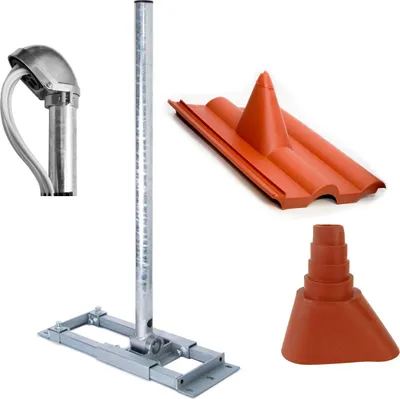 Produktbild von PremiumX DELUXE X90-48 Dachsparrenhalter 90cm Mast Kappe Frankfurter Pfanne rot