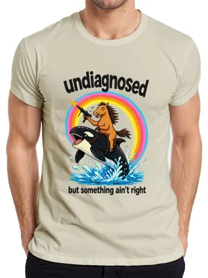 Immagine prodotto di Maglietta da uomo con scritta "Non diagnosticato, ma qualcosa non va", stile sarcastico, taglia L, motivo: natura