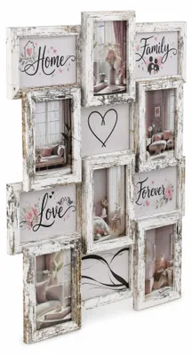 Produktbild von Stilvolle Momente – Bilderrahmen Collage für 12 Fotos | Galerierahmen Wanddeko für Fotowand & Geschenkideen - Farbe: Shabby Weiß | Format: 13x18