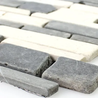 Produktbild von Mosaikfliesen Marmor Naturstein Brick Biancone Java