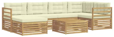 Produktbild von vidaXL Outdoor-Sofagarnitur mit Kissen 7 pcs Weiß und Creme