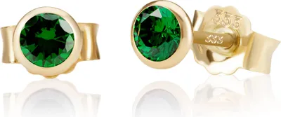Produktbild von Paar 5,0mm 333 Gelb Gold 8 Karat Ohrstecker Zirkon Smaragd Butterfly Verschluss