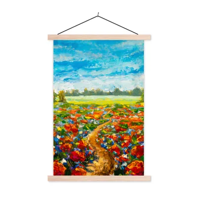 Produktbild von MuchoWow® Textilposter Malerei - Ölfarbe - Blumen - Natur 40x60 cm mit holzfarbenen Rahmen - Poster