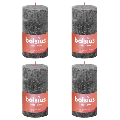 Obrázok produktu pre Bolsius Rustikálne stĺpové sviečky Shine 4 ks 130x68 mm Storm Grey