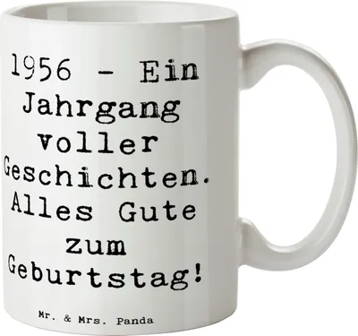 Produktbild von Mr. & Mrs. Panda Bedruckte Tasse Spruch 1956 Geburtstag - Weiß - Geschenk, Alter, Geburtsjahr, Meilenstein, Henkelbecher, Happy Birthday, Kaffeetasse, Jahrgang, Becher