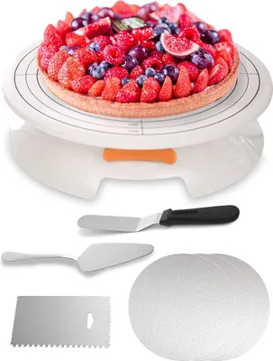 Produktbild von Tortenplatte Drehbar Set 5-teilig - 30cm Drehteller - rutschfest - Zum Dekorieren und Verzieren