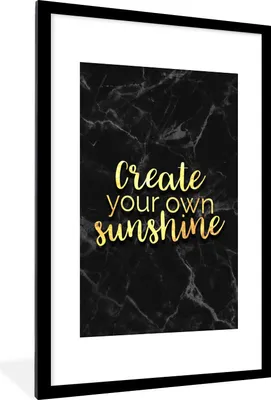 Produktbild von MuchoWow® Gerahmtes Poster Zitate - Sonne - Gold - Marmor 60x90 cm - Poster mit Schwarzem Bilderrahmen Wandposter Rahmen Foto Bilder - Dekoration - Wandposter Wohnzimmer - Hochwertig