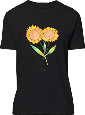 Produktbild von Mr. & Mrs. Panda Tshirt Blume Sonnenblume - Schwarz - Geschenk, S T-Shirt, Garten, Best Friends, mit Aufdruck, Lieblingsmensch, Lustiges, oberteil, Zusammen, Freundin