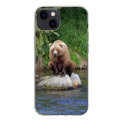 Produktbild von MuchoWow® Handyhülle Schutzhülle Hülle für iPhone 13 Bär - Stein - Tier Silikon Softcase Handy Hülle - Karteninhaber