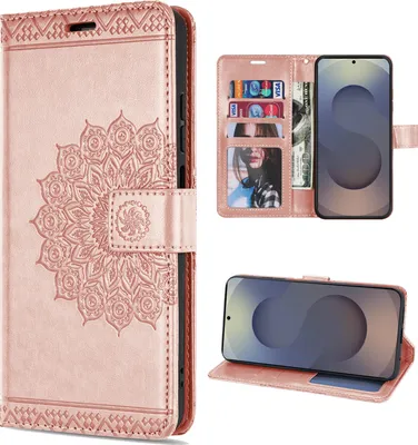 Produktbild von Handy Tasche für Samsung Galaxy S25 Ultra Hülle Handyhülle Klapphülle Wallet Case in Rosegold