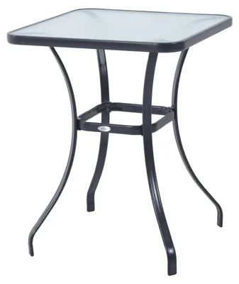 Obrázek produktu pro Zahradní Stůl Čtvercový Skleněný Stůl Odolný Proti Povětrnostním Vlivům Černý 68,5X68,5Cm Balkon Terasa
