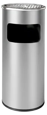 Obrázek produktu pro Stojanový popelník Relaxdays s odpadkovým košem, nerezová ocel, 30 l, kuřácký stojan, rozměry: 60,5 × 23,5 cm, vyjímatelný vnitřní koš, stříbrný