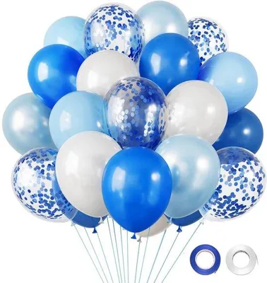 Produktbild von Blaue und weiße Dekoballon, 25cm, 30 Stück
