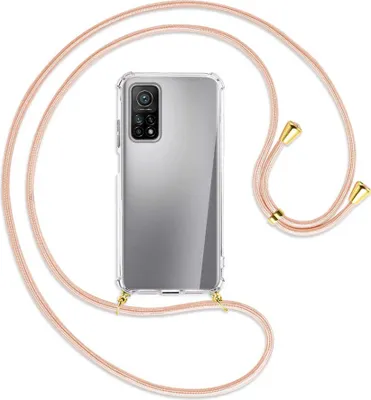Produktbild von Handykette Backcover-Schutzhülle mit Band (Metall goldfarben) für Xiaomi Mi 10T (Pro) 5G - rose peach