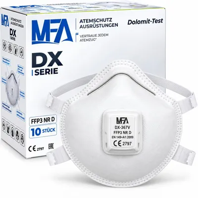 FFP3 Maske mit Ventil, 10 Stück, EN149