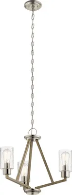 Produktbild von Kronleuchter Glas Metall E27 55,8 cm breit H: max. 247,1 cm in Silber Grau Antik 3-flammig Modern
