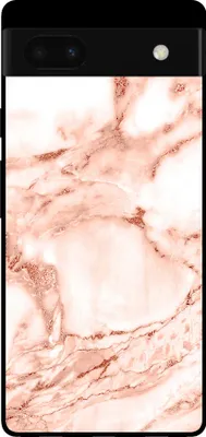 Produktbild von Smartphonica Handytasche für Google Pixel 6A mit Marmordruck - TPU Rückseite Abdeckung Fall Marmor Design - Weiß Rose Gold