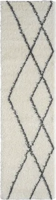 Produktbild von Koberec MY-RUG, koberec s vysokým vlasem Shaggy Luxe, 300x80, Scandi diamantový vzor, bílo šedý, extra nadýchaný, běhoun