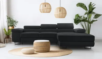Produktbild von AX LIVING Cord Couch L Form – Arborio R 280 cm Ecksofa in Dunkelgrau