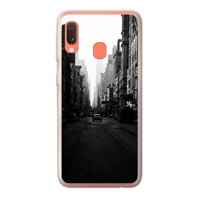 Produktbild von MuchoWow® Handyhülle Schutzhülle Hülle für Samsung Galaxy A20e Autofahrt durch eine ruhige Straße in New York in schwarz-weiß Silikon Softcase Handy Hülle - Abdeckung