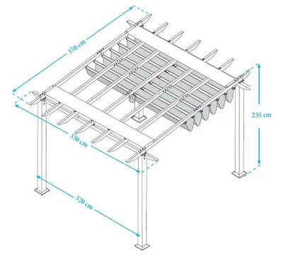 Zdjęcie produktu dla Paragon Outdoor aluminiowa pergola Florida 1111 o wyglądzie drewna jasnobrązowy 350x350x235 cm