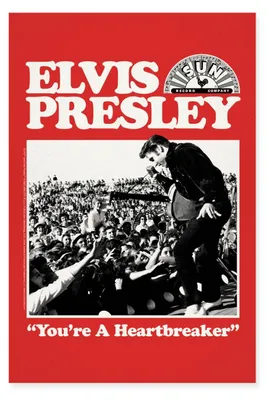 Produktbild von Spreadshirt Elvis Presley You're A Heartbreaker Rot Poster 60x90 cm, One size, Weiß