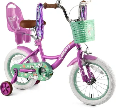 Imagen del producto de Bicicleta para niñas de 12 a 16 pulgadas, con ruedines, cesta y asiento para muñecas – Bicicleta infantil para niños de 2 a 6 años (Multicolor)