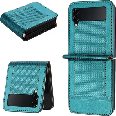 Immagine prodotto di Custodia per Samsung Galaxy Z Flip 3 5G in pelle con funzione di supporto verde