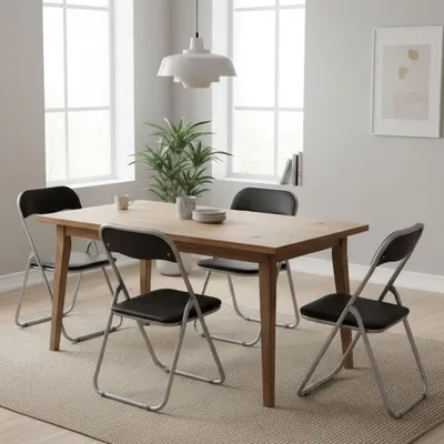 Image de Antenore - Chaise Pliante, Noir, 4 Chaises