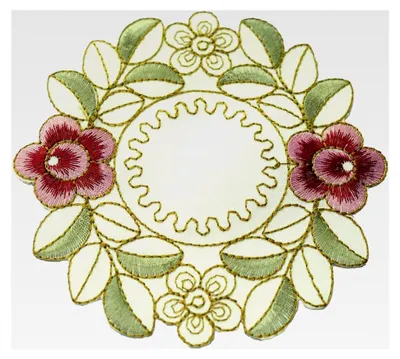 Produktbild von 2 Stück Retro Spitze Tischsets, Boho Dekor Makramee Untersetzer, Bestickte Blumen Runde Deckchen Untersetzer Vase Matte, für Küche und Wohnzimmer Dekoration, geeignet für Hotels, Büros, Cafés, Restaurants, 15 cm, Grün