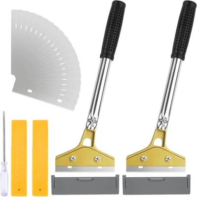 Imagen del producto de Kit para quitar papel tapiz, 2 unidades, 30x10 cm, con 20 cuchillas de repuesto, mango de goma, apto para todo tipo de paredes