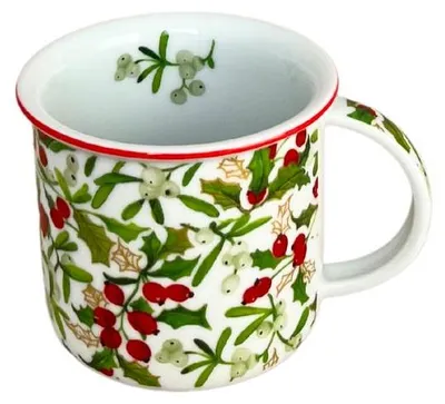Produktbild von Český porcelán, a.s., Dubí Becher Tina, 250 ml, Mistelzweig und Stechpalme, Porzellan Dubí